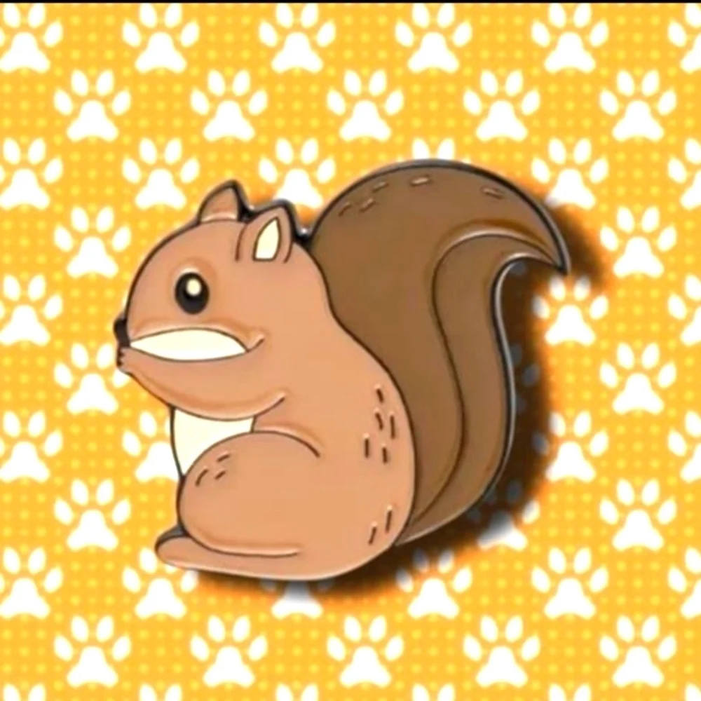Adorable Brown Squirrel Pet Toy Enamel Pin